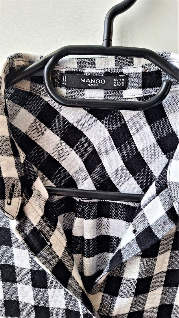 Camasa in carouri alb cu negru