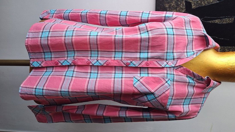 Camasa carouri roz cu turcoaz