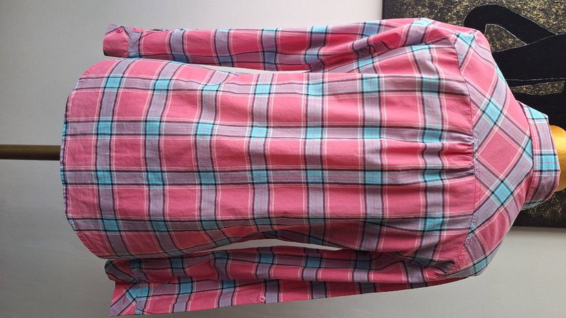 Camasa carouri roz cu turcoaz