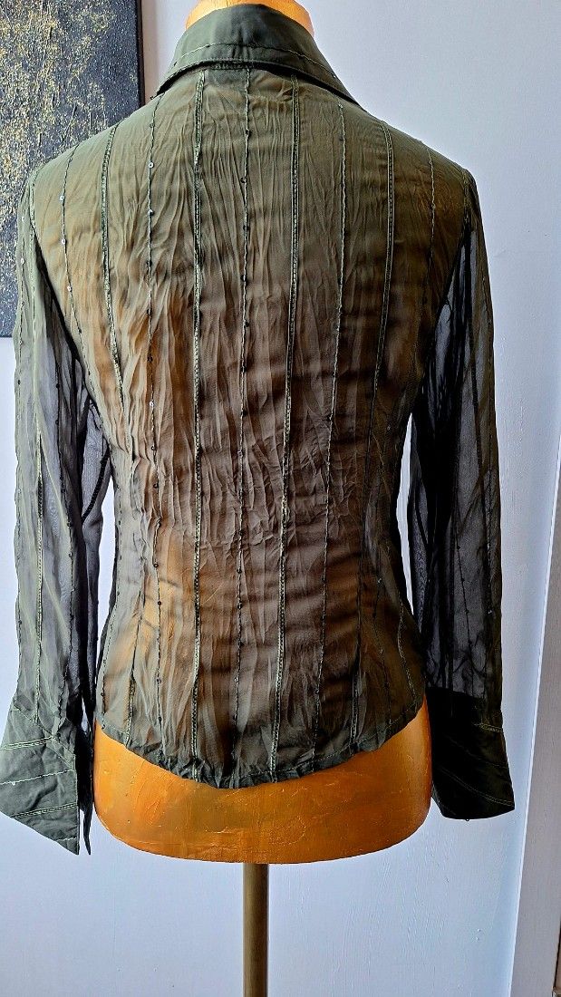 Camasa eleganta khaki cu insertii de paiete