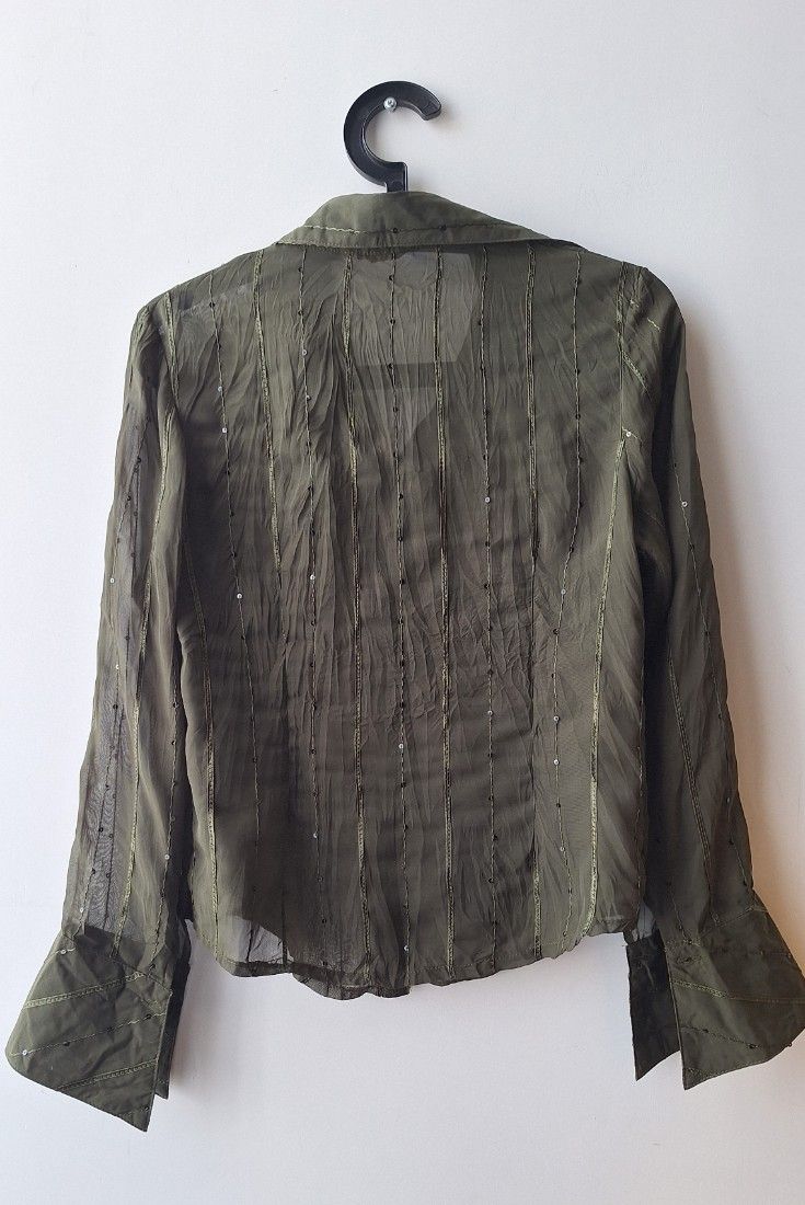 Camasa eleganta khaki cu insertii de paiete