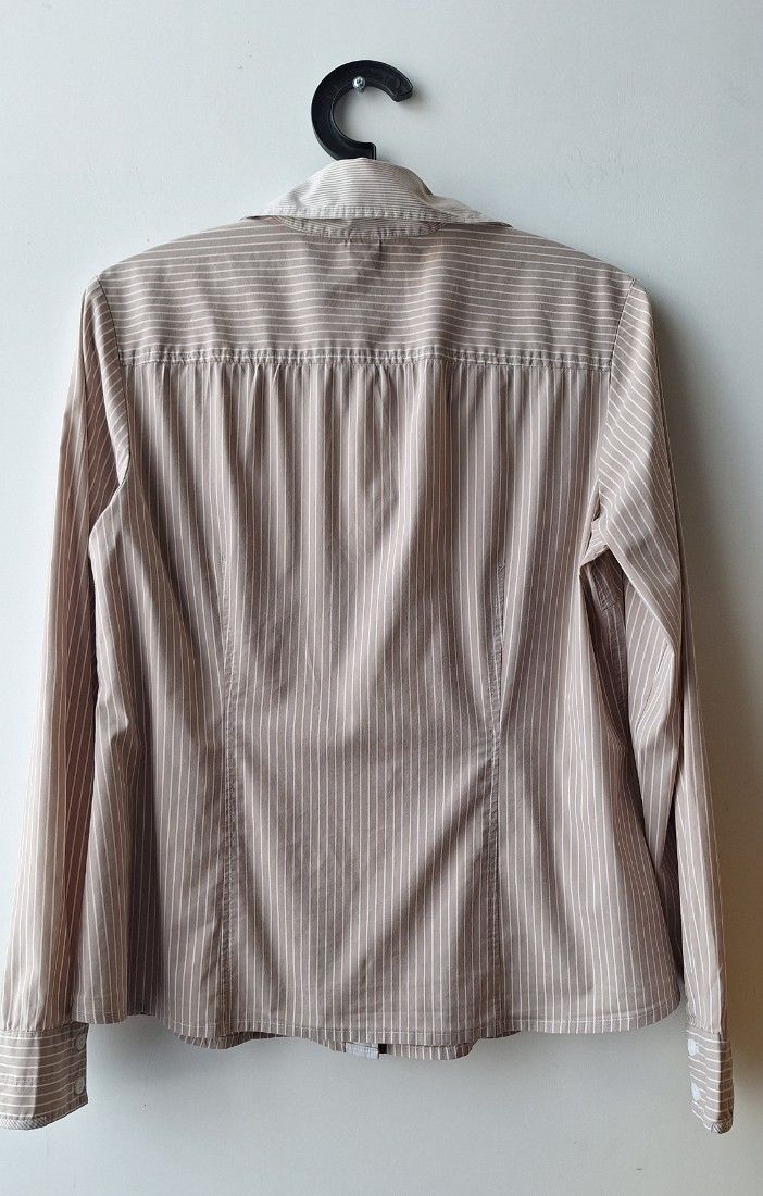 Camasa office bej cu dungi albe