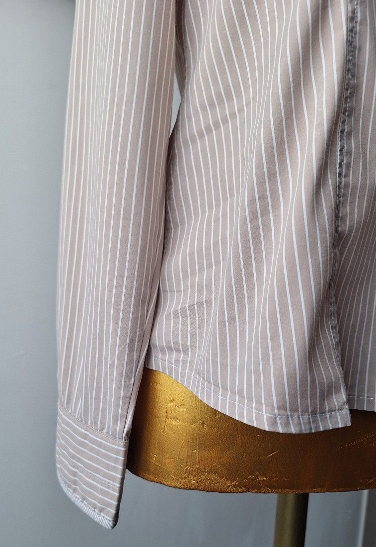 Camasa office bej cu dungi albe