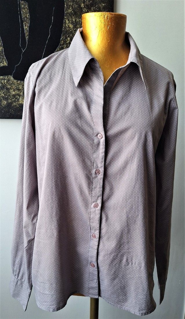 Camasa office/casual, gri cu picatele albe