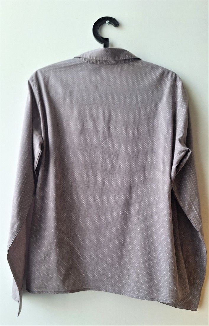 Camasa office/casual, gri cu picatele albe