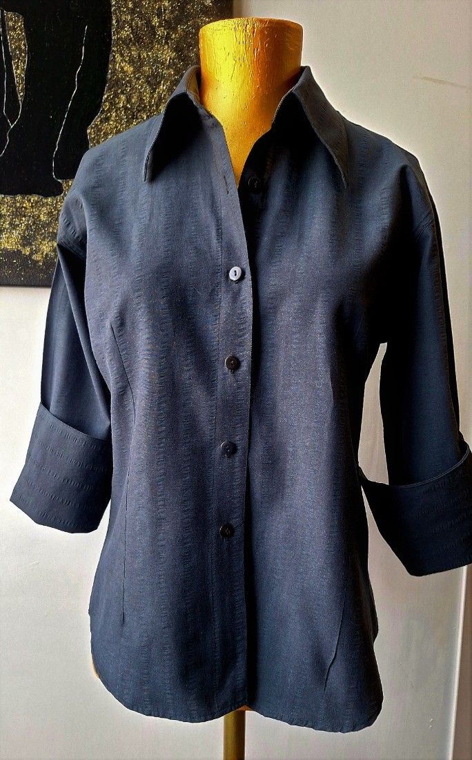 Camasa neagra office cu maneci ¾