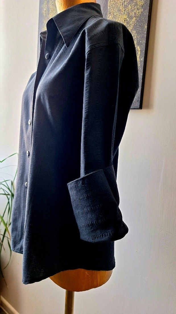 Camasa neagra office cu maneci ¾