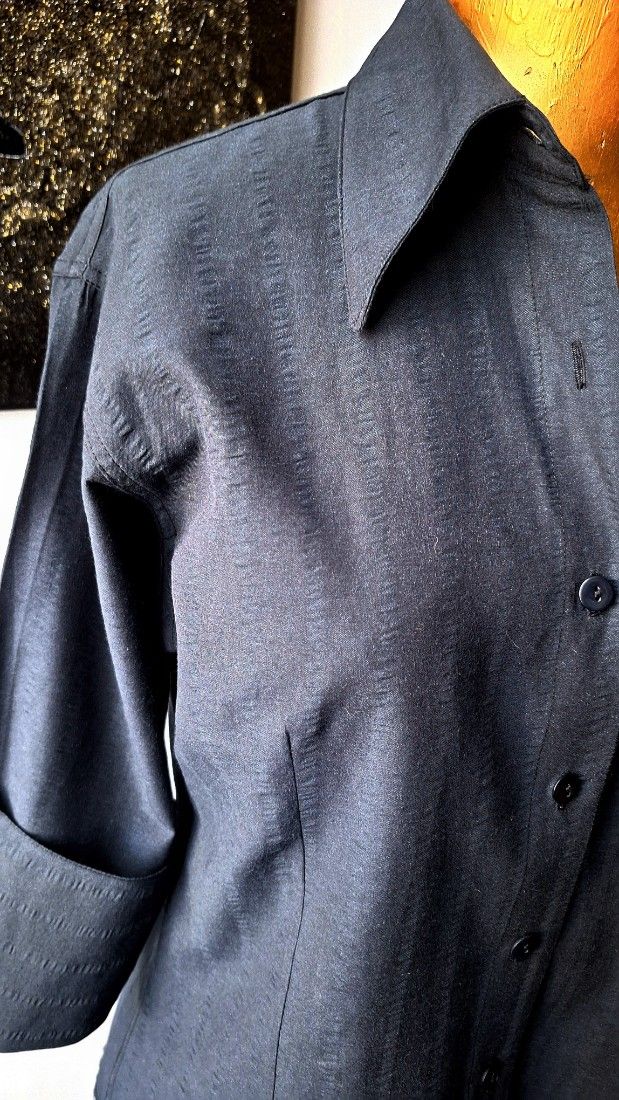 Camasa neagra office cu maneci ¾