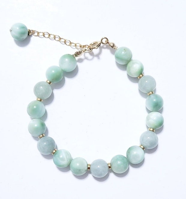 Bratara aur filat cu larimar verde, smarald si hematit