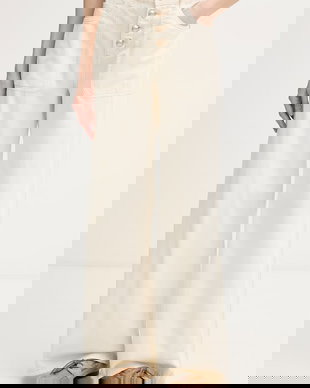 Gaudi pantaloni wide leg pentru femei, din bumbac