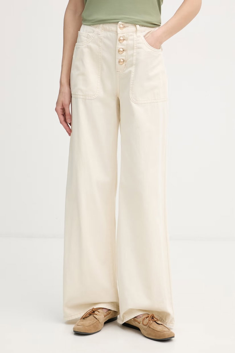 Gaudi pantaloni wide leg pentru femei, din bumbac