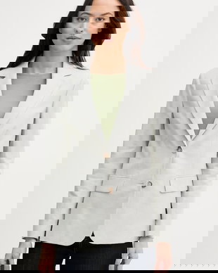 United Colors of Benetton sacou cu un singur rând de nasturi pentru femei, din in