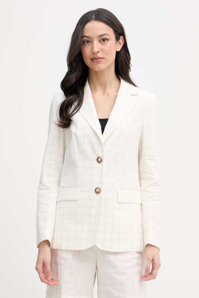 United Colors of Benetton sacou cu un singur rând de nasturi pentru femei, din in