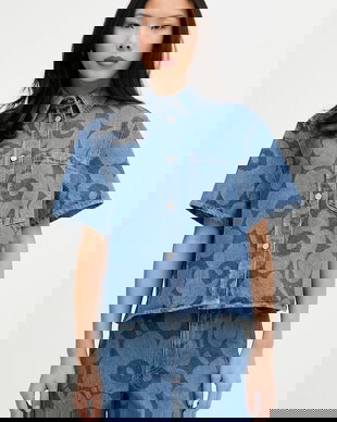 Marimekko cămașă pentru femei, din denim