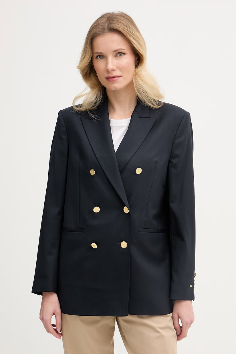 Tommy Hilfiger sacou cu două rânduri de nasturi pentru femei, cu amestec de lână