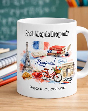 Cană Personalizată cu Nume  Profesor de Franceză