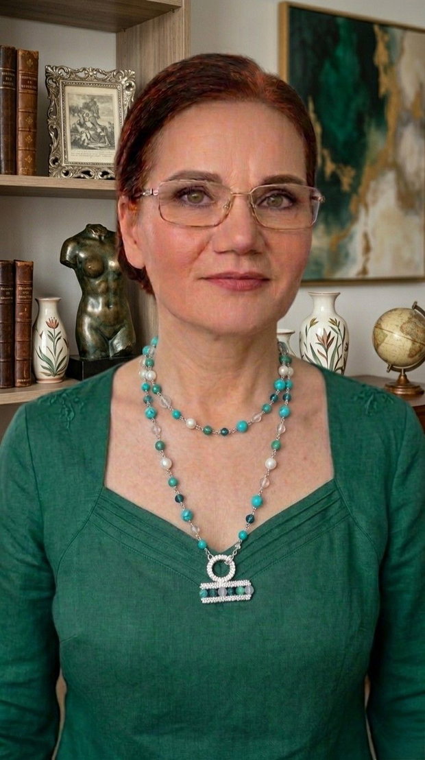 Eleganță Atemporală: Colier Double-Strand cu Turcoaz și Accente Prețioase