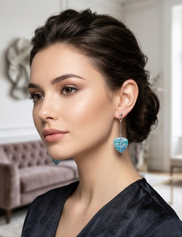 Cercei "Ocean Breeze" - Eleganță în Nuanțe de Turcoaz și Argintiu
