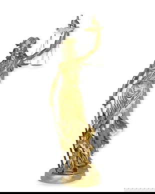 Justitia-statueta din rasini cu finisaj bronz