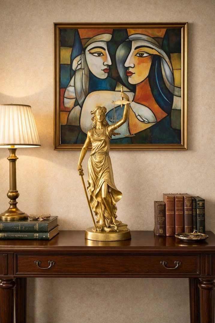 Justitia-statueta din rasini cu finisaj bronz