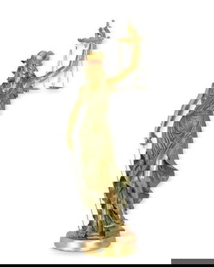 Justitia-statueta din rasini cu finisaj verde