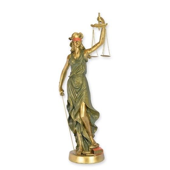 Justitia-statueta din rasini cu finisaj verde