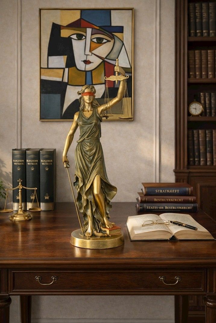 Justitia-statueta din rasini cu finisaj verde