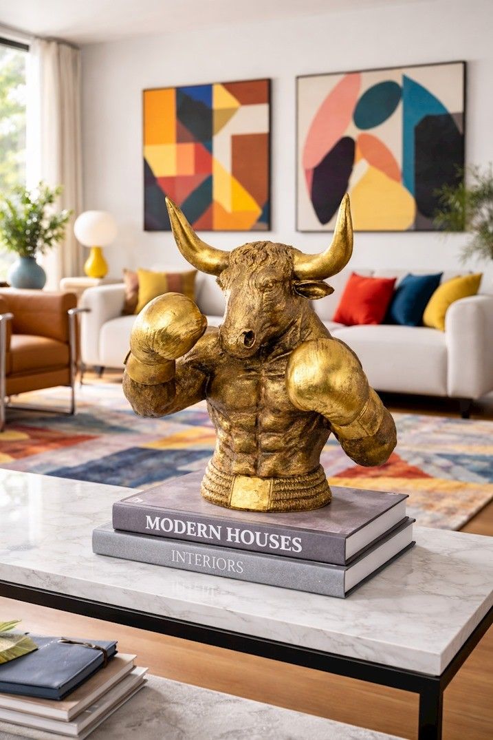 Bust taur boxer-statueta din rasini speciale