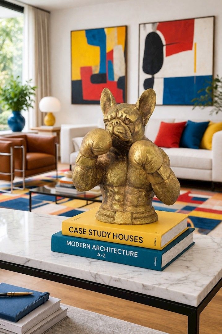 Bust buldog boxer-statueta din rasini speciale