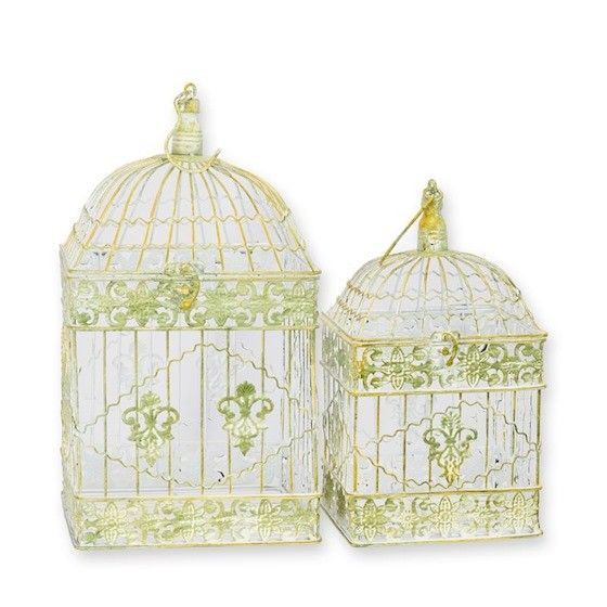 Set doua colivii patrate din fier forjat antik white