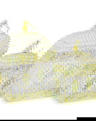 Set doua colivii patrate din fier forjat antik white