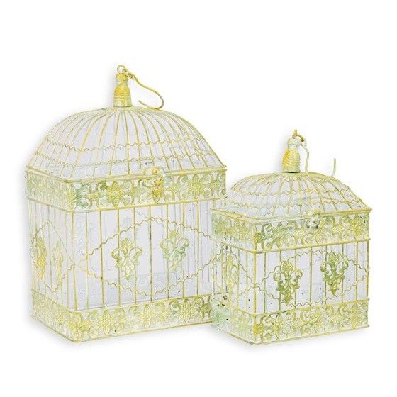 Set doua colivii patrate din fier forjat antik white