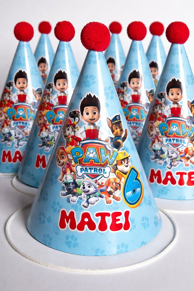 Coifuri aniversare personalizate Paw Patrol nume și vârstă
