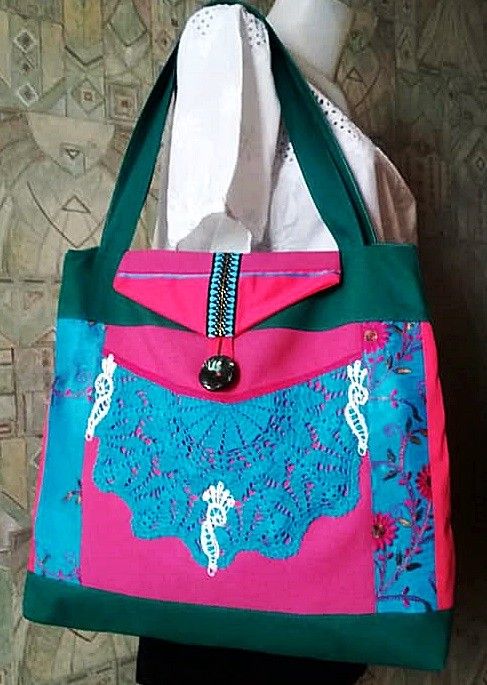 geanta boema cromatica orientala , XXL , turcoaz fucsia smarald
