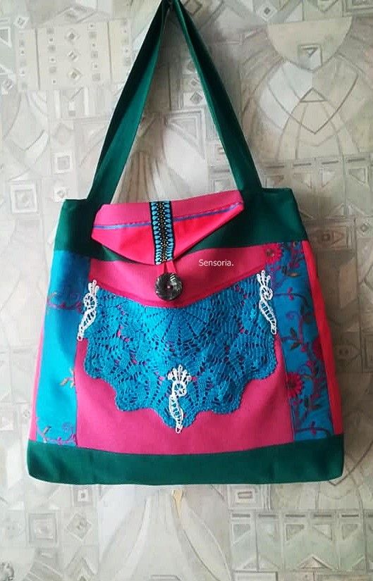 geanta boema cromatica orientala , XXL , turcoaz fucsia smarald