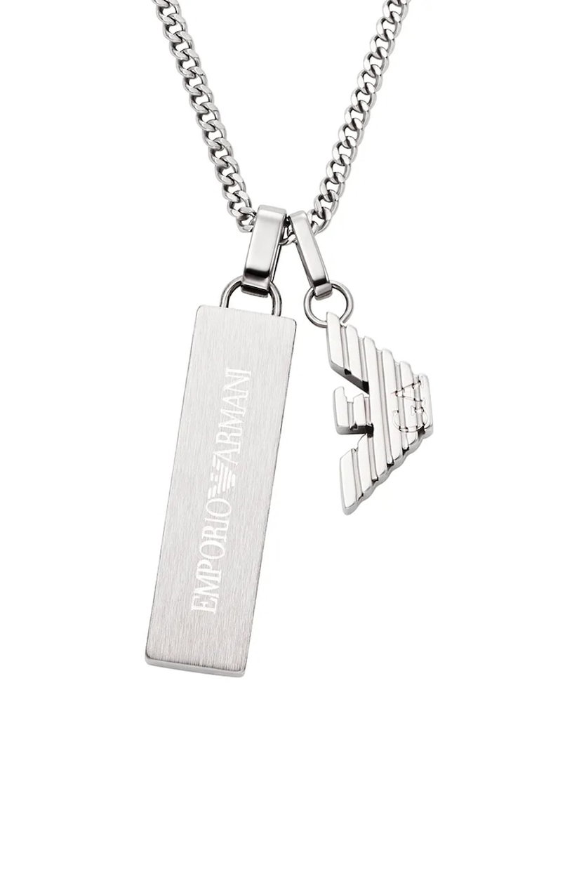 Emporio Armani colier cu pandantiv pentru bărbați, din oțel inoxidabil Eagle Logo
