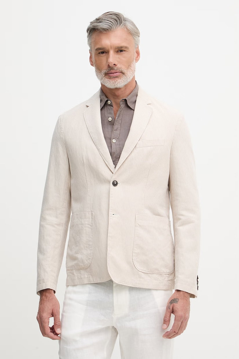 United Colors of Benetton sacou cu un singur rând de nasturi bărbătesc cu amestec de in