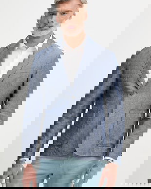 United Colors of Benetton sacou cu un singur rând de nasturi bărbătesc din amestec de in