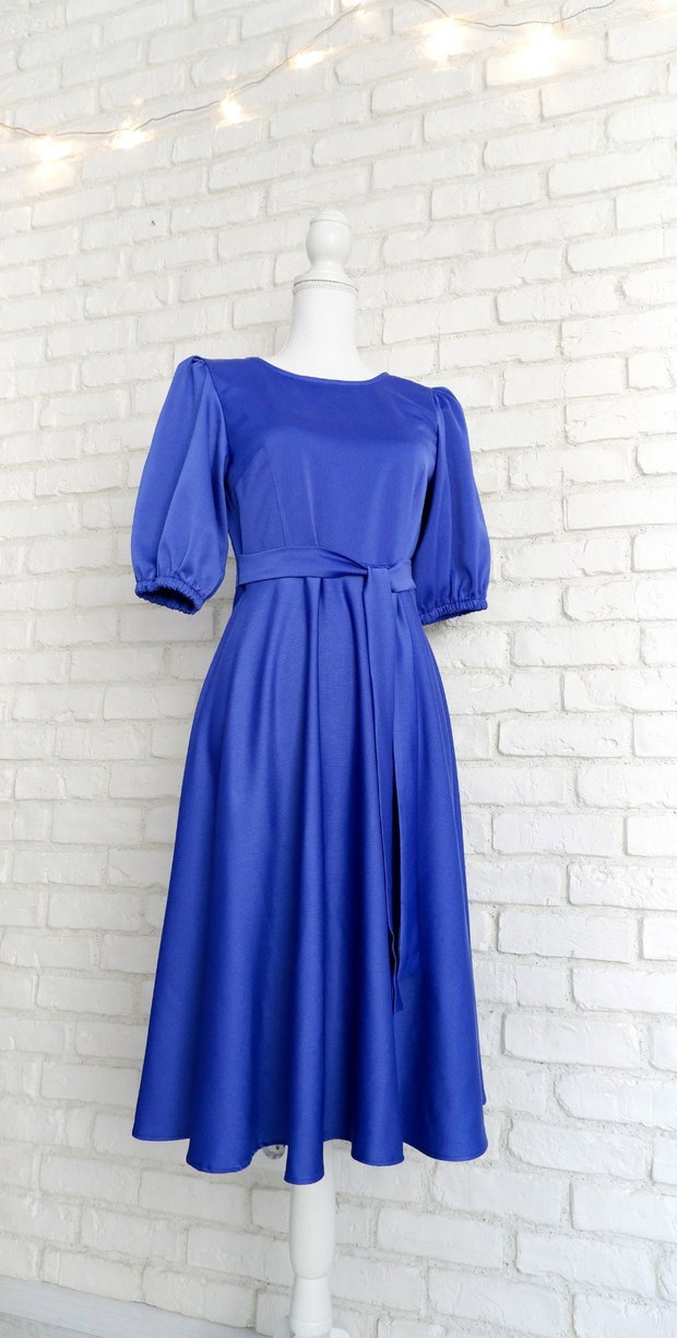 Rochie Eleganta Tafta Satinata Albastra