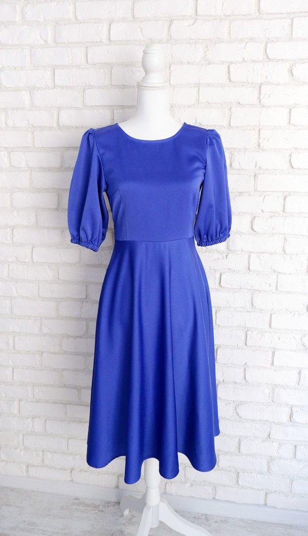 Rochie Eleganta Tafta Satinata Albastra