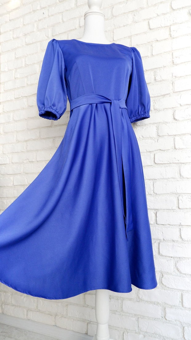 Rochie Eleganta Tafta Satinata Albastra