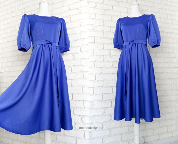Rochie Eleganta Tafta Satinata Albastra