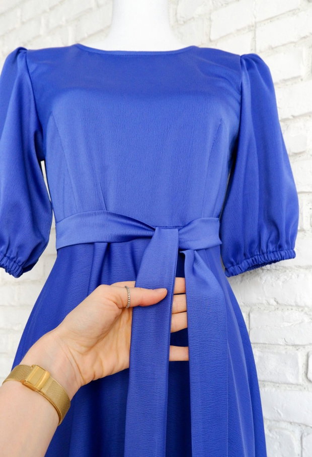 Rochie Eleganta Tafta Satinata Albastra