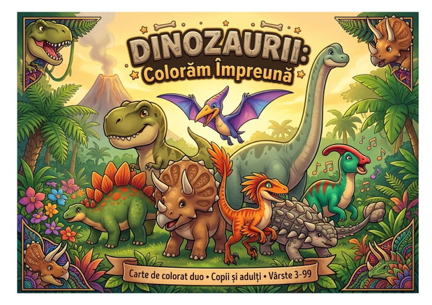 Carte de colorat - Dinozauri - Colorăm Împreună