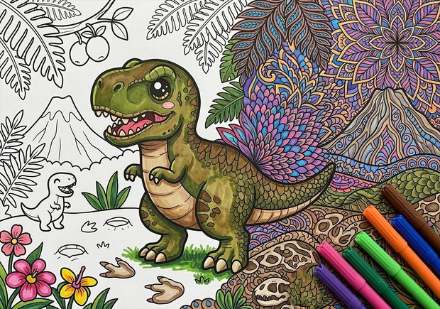 Carte de colorat - Dinozauri - Colorăm Împreună