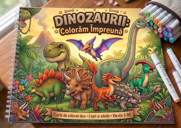 Carte de colorat - Dinozauri - Colorăm Împreună