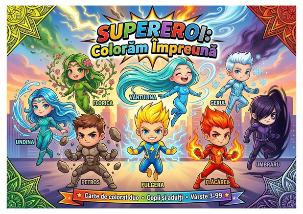 Carte de colorat - Super Eroi - Colorăm Împreună