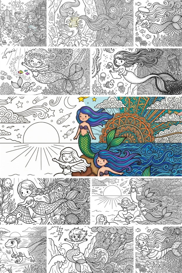 Carte de colorat - Sirene - Colorăm Împreună