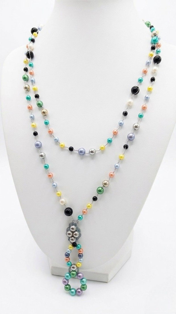 Colier Statement Joyful Elegance Perle Multicolore și Detalii Artizanale Lucrate Manual