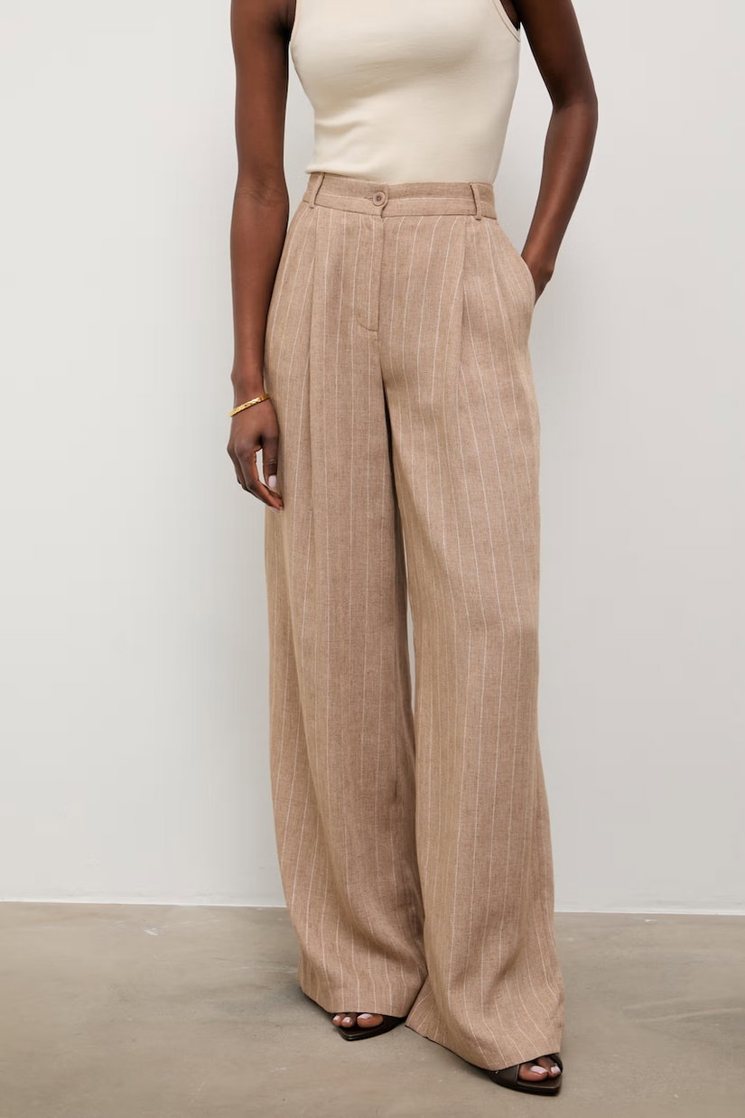 Answear.LAB pantaloni palazzo de damă cu amestec de in